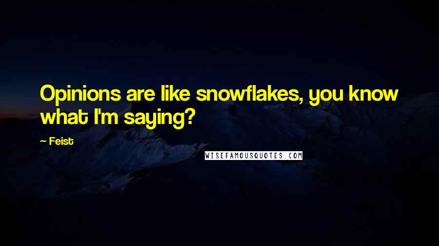 Feist Quotes: Opinions are like snowflakes, you know what I'm saying?