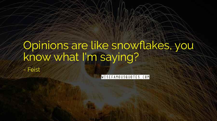 Feist Quotes: Opinions are like snowflakes, you know what I'm saying?