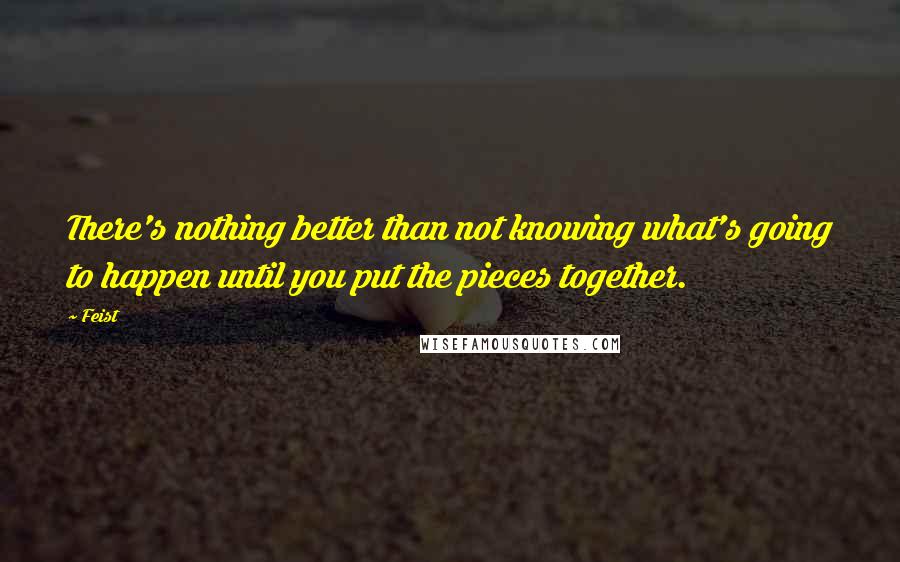 Feist Quotes: There's nothing better than not knowing what's going to happen until you put the pieces together.