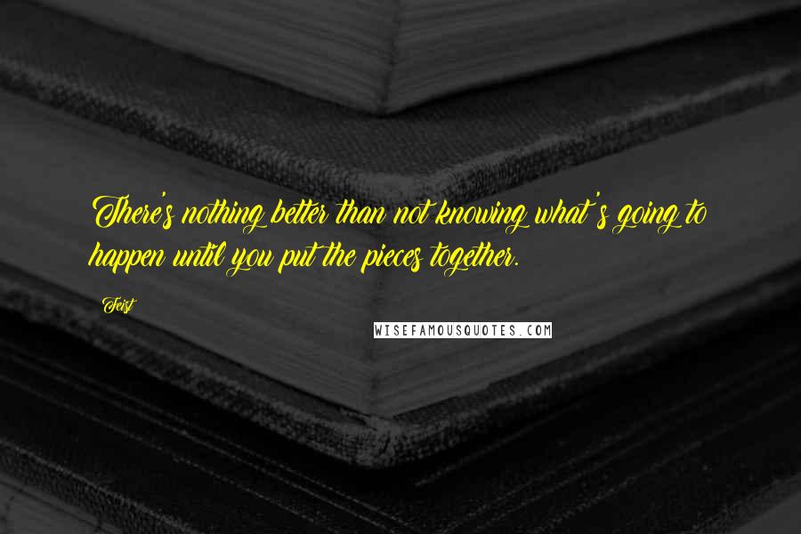 Feist Quotes: There's nothing better than not knowing what's going to happen until you put the pieces together.