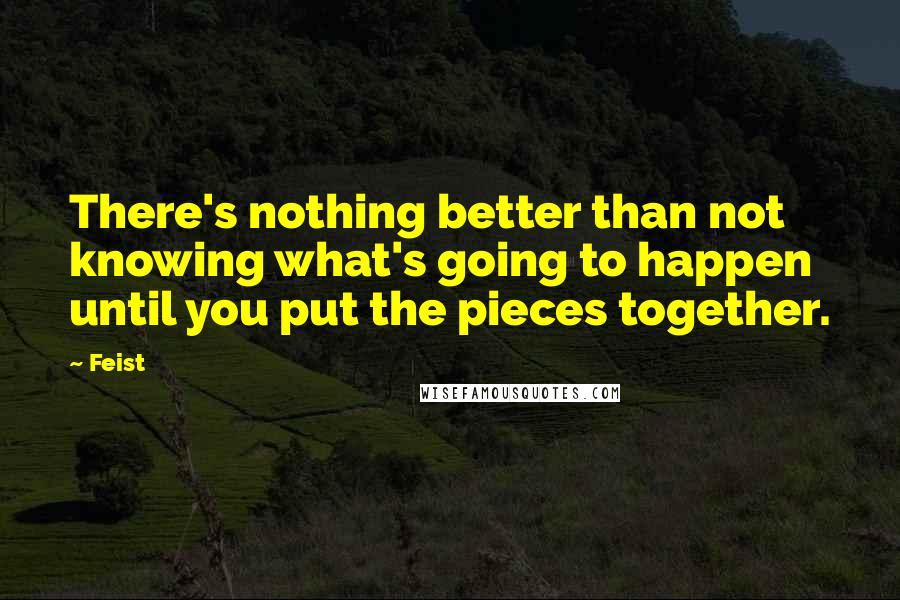 Feist Quotes: There's nothing better than not knowing what's going to happen until you put the pieces together.