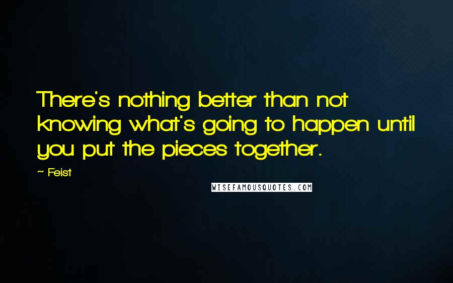 Feist Quotes: There's nothing better than not knowing what's going to happen until you put the pieces together.