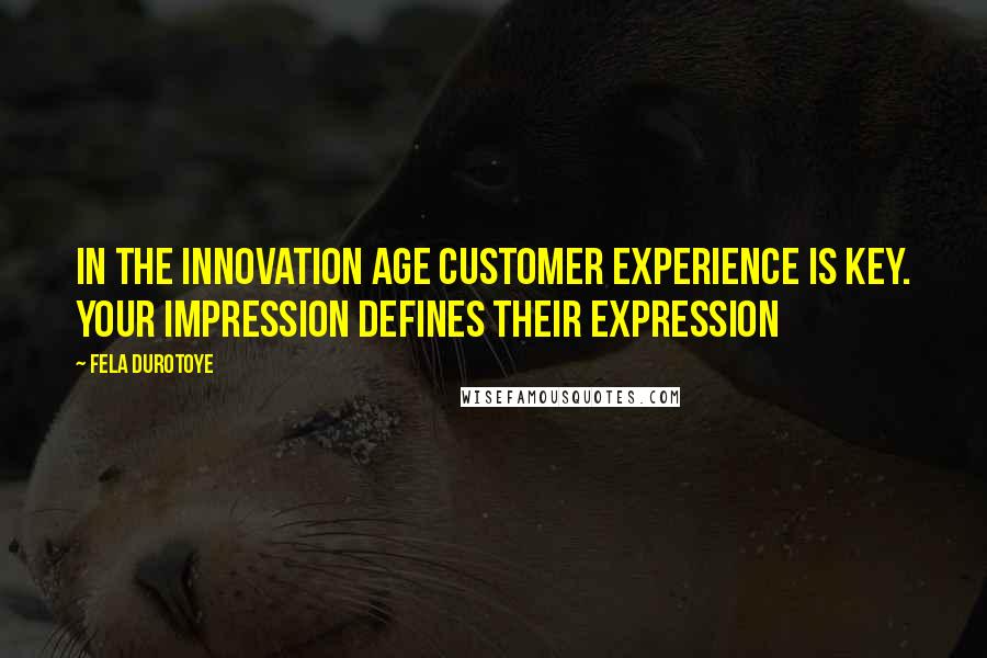 Fela Durotoye Quotes: In the innovation age customer experience is key. Your impression defines their expression