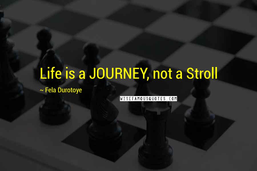 Fela Durotoye Quotes: Life is a JOURNEY, not a Stroll