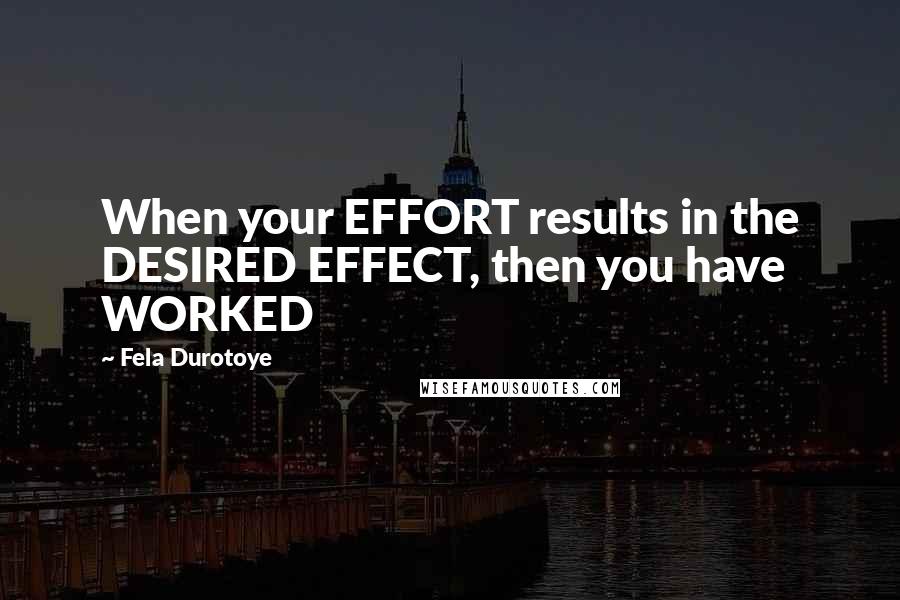 Fela Durotoye Quotes: When your EFFORT results in the DESIRED EFFECT, then you have WORKED