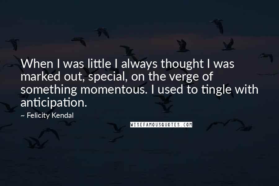 Felicity Kendal Quotes: When I was little I always thought I was marked out, special, on the verge of something momentous. I used to tingle with anticipation.