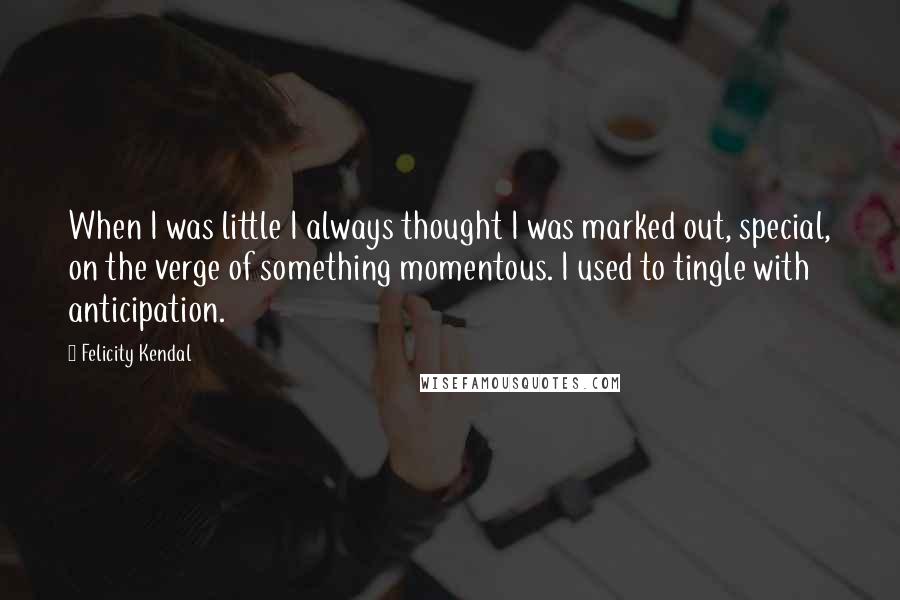 Felicity Kendal Quotes: When I was little I always thought I was marked out, special, on the verge of something momentous. I used to tingle with anticipation.