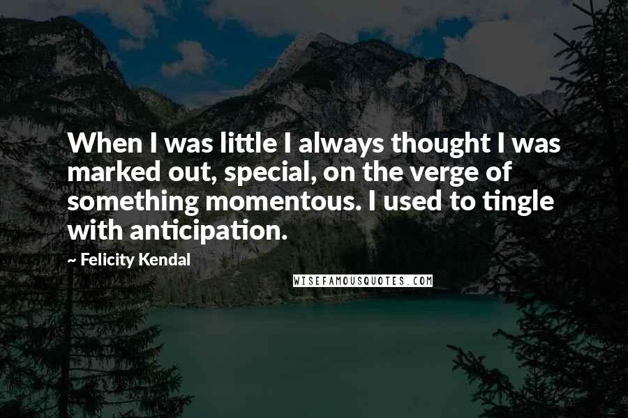 Felicity Kendal Quotes: When I was little I always thought I was marked out, special, on the verge of something momentous. I used to tingle with anticipation.