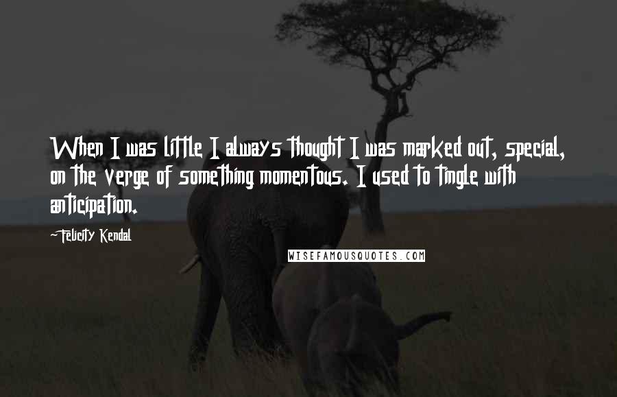 Felicity Kendal Quotes: When I was little I always thought I was marked out, special, on the verge of something momentous. I used to tingle with anticipation.