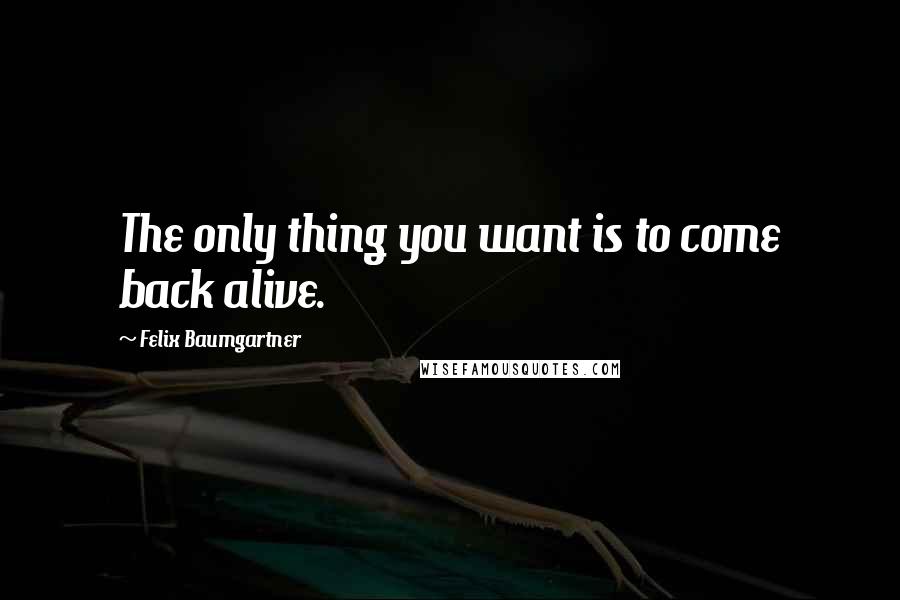 Felix Baumgartner Quotes: The only thing you want is to come back alive.