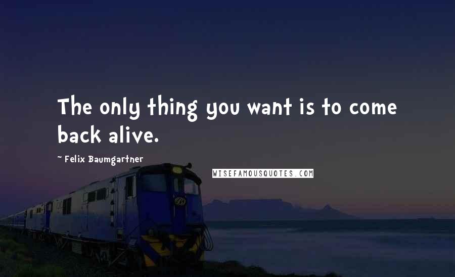 Felix Baumgartner Quotes: The only thing you want is to come back alive.