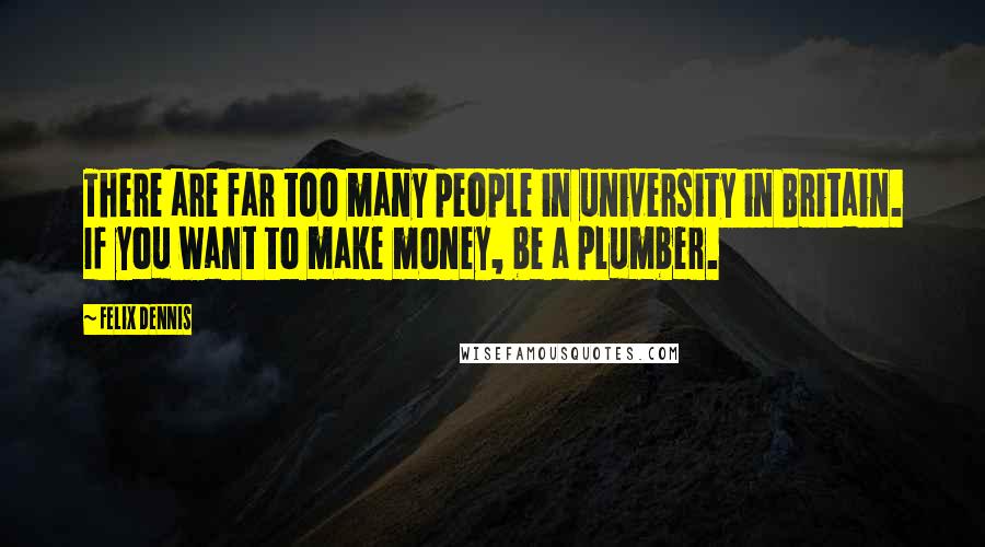 Felix Dennis Quotes: There are far too many people in university in Britain. If you want to make money, be a plumber.