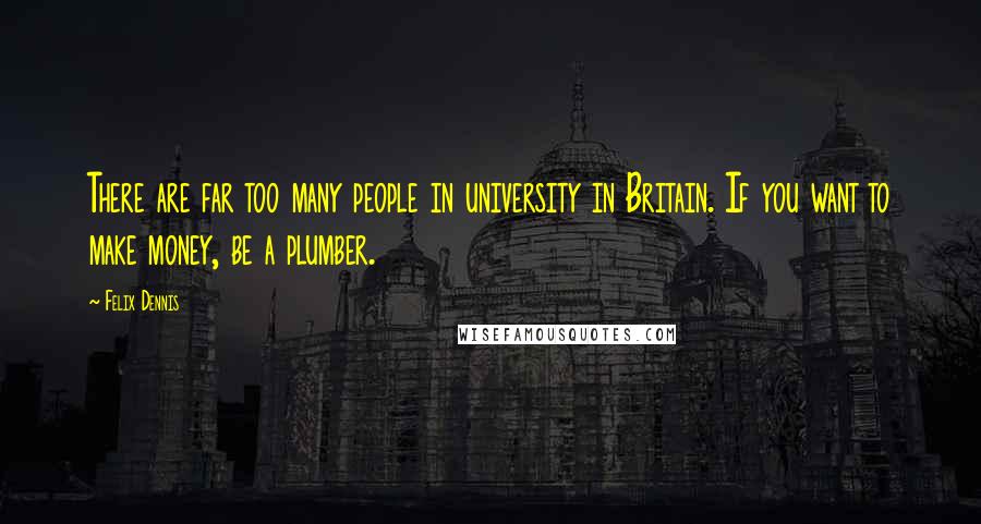 Felix Dennis Quotes: There are far too many people in university in Britain. If you want to make money, be a plumber.