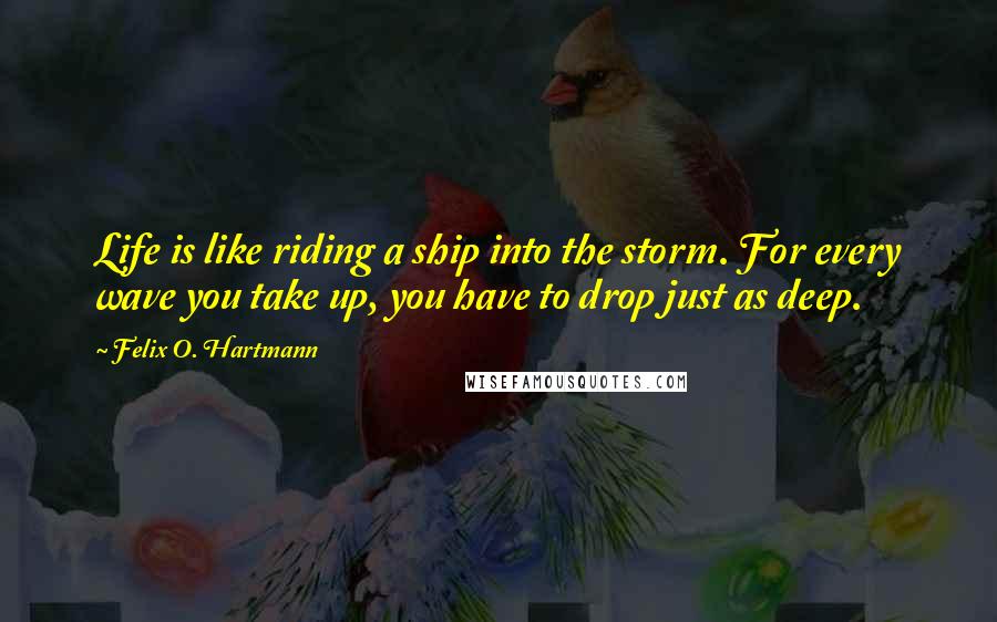 Felix O. Hartmann Quotes: Life is like riding a ship into the storm. For every wave you take up, you have to drop just as deep.