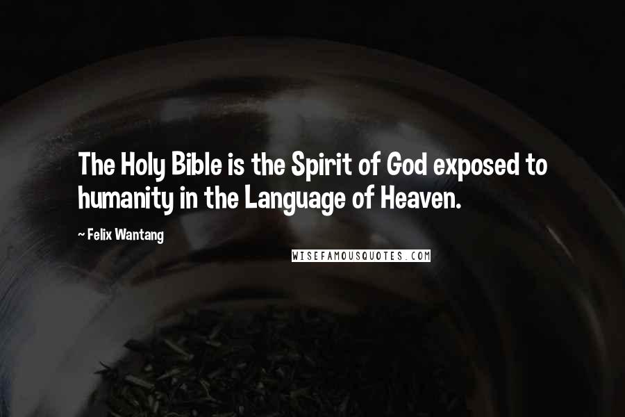 Felix Wantang Quotes: The Holy Bible is the Spirit of God exposed to humanity in the Language of Heaven.