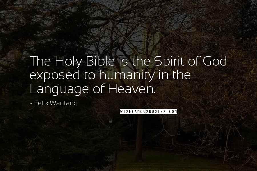 Felix Wantang Quotes: The Holy Bible is the Spirit of God exposed to humanity in the Language of Heaven.