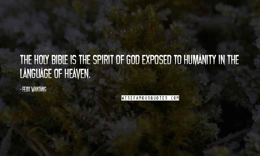 Felix Wantang Quotes: The Holy Bible is the Spirit of God exposed to humanity in the Language of Heaven.