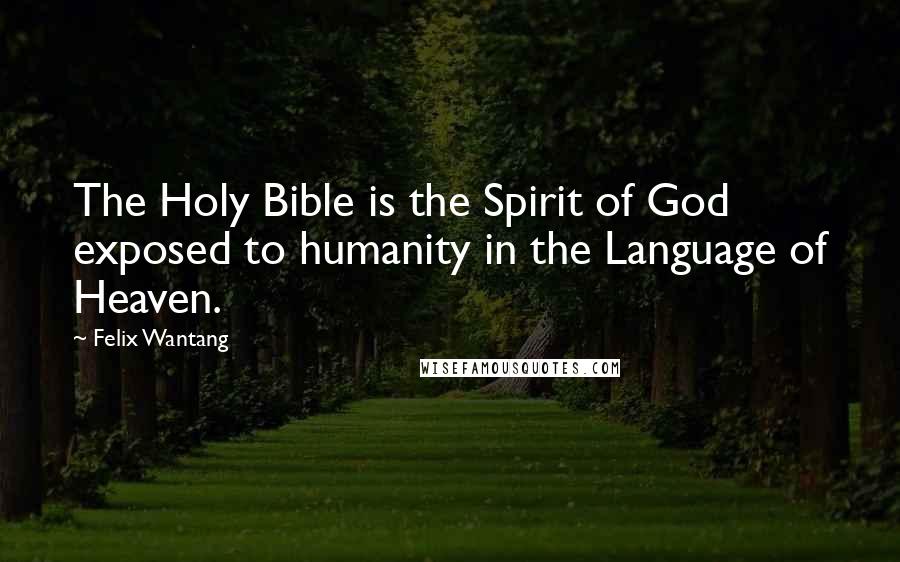 Felix Wantang Quotes: The Holy Bible is the Spirit of God exposed to humanity in the Language of Heaven.