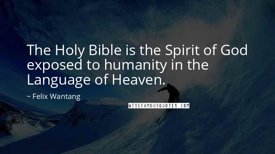 Felix Wantang Quotes: The Holy Bible is the Spirit of God exposed to humanity in the Language of Heaven.