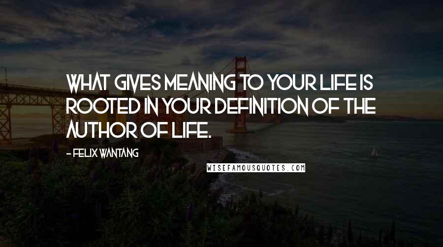 Felix Wantang Quotes: What gives meaning to your life is rooted in your definition of the author of life.