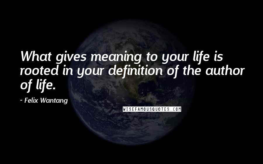 Felix Wantang Quotes: What gives meaning to your life is rooted in your definition of the author of life.