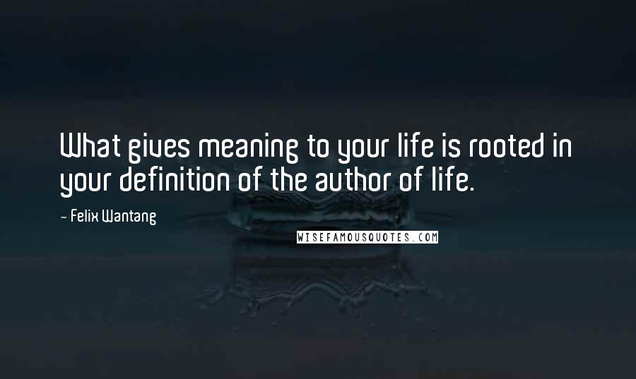 Felix Wantang Quotes: What gives meaning to your life is rooted in your definition of the author of life.