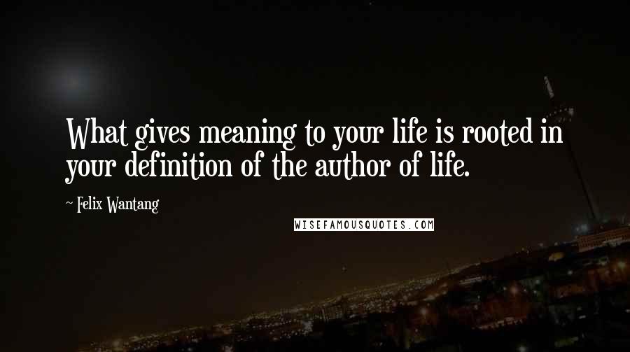 Felix Wantang Quotes: What gives meaning to your life is rooted in your definition of the author of life.