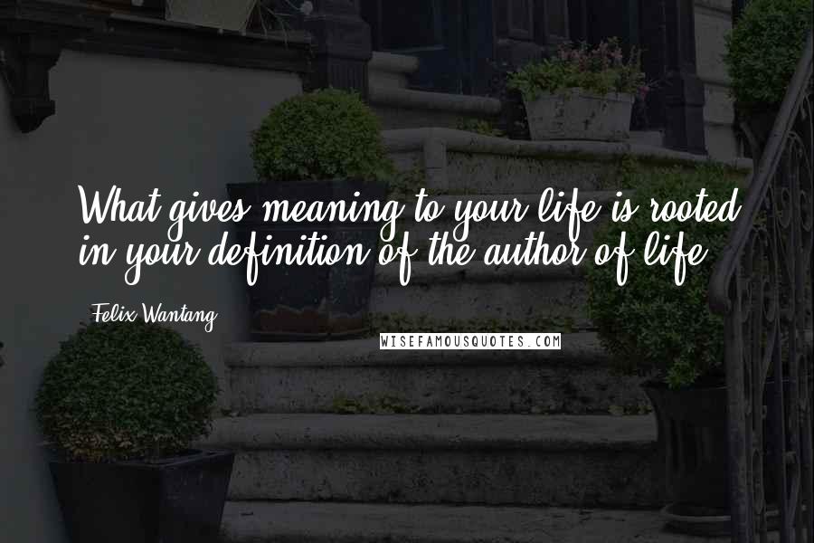 Felix Wantang Quotes: What gives meaning to your life is rooted in your definition of the author of life.