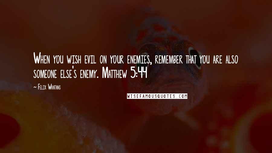Felix Wantang Quotes: When you wish evil on your enemies, remember that you are also someone else's enemy. Matthew 5:44