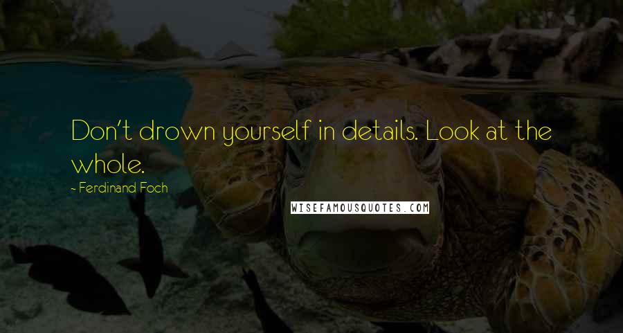 Ferdinand Foch Quotes: Don't drown yourself in details. Look at the whole.