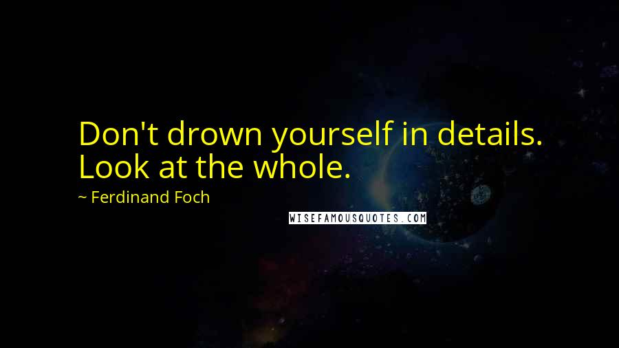 Ferdinand Foch Quotes: Don't drown yourself in details. Look at the whole.