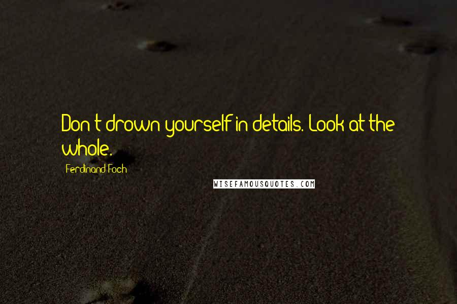 Ferdinand Foch Quotes: Don't drown yourself in details. Look at the whole.