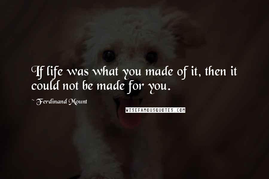 Ferdinand Mount Quotes: If life was what you made of it, then it could not be made for you.