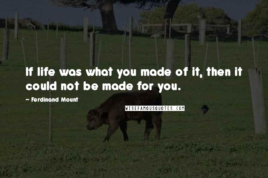 Ferdinand Mount Quotes: If life was what you made of it, then it could not be made for you.