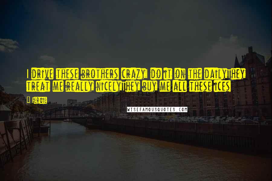Fergie Quotes: I drive these brothers crazyI do it on the dailyThey treat me really nicelyThey buy me all these ices