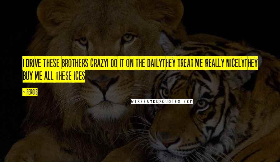 Fergie Quotes: I drive these brothers crazyI do it on the dailyThey treat me really nicelyThey buy me all these ices