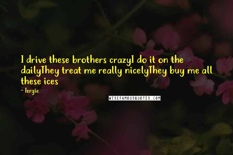 Fergie Quotes: I drive these brothers crazyI do it on the dailyThey treat me really nicelyThey buy me all these ices