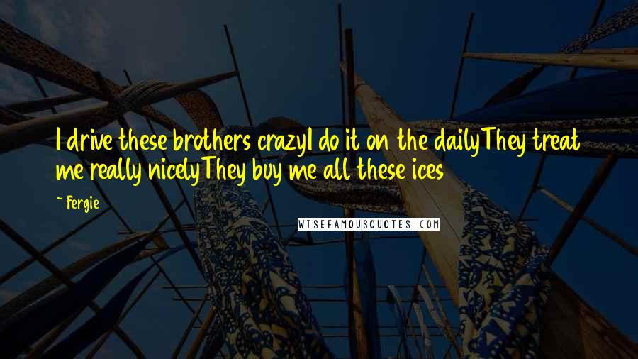 Fergie Quotes: I drive these brothers crazyI do it on the dailyThey treat me really nicelyThey buy me all these ices