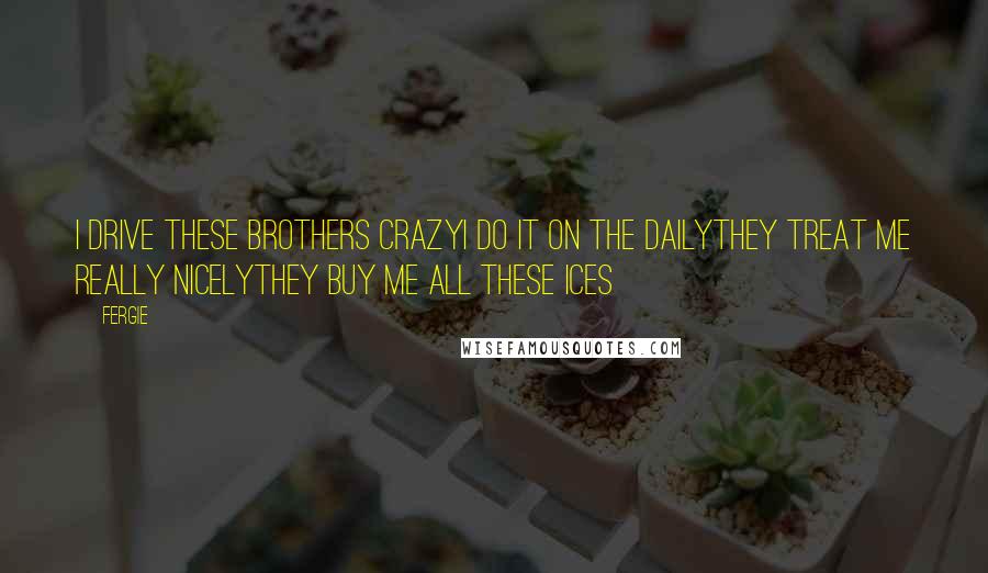 Fergie Quotes: I drive these brothers crazyI do it on the dailyThey treat me really nicelyThey buy me all these ices