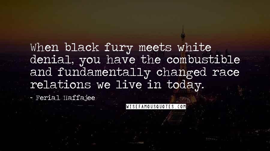 Ferial Haffajee Quotes: When black fury meets white denial, you have the combustible and fundamentally changed race relations we live in today.