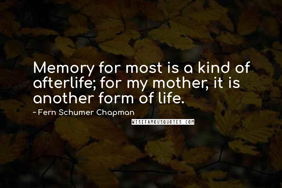 Fern Schumer Chapman Quotes: Memory for most is a kind of afterlife; for my mother, it is another form of life.