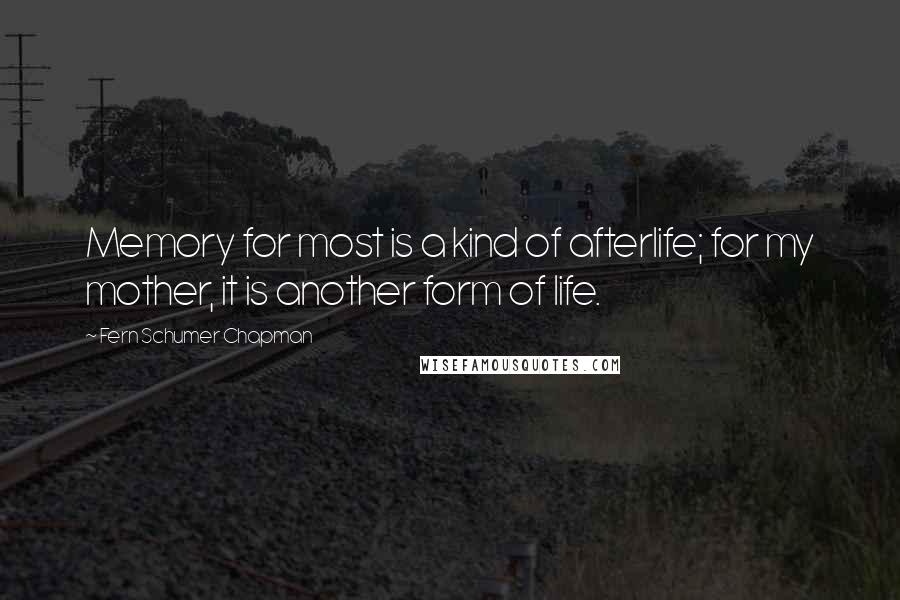 Fern Schumer Chapman Quotes: Memory for most is a kind of afterlife; for my mother, it is another form of life.