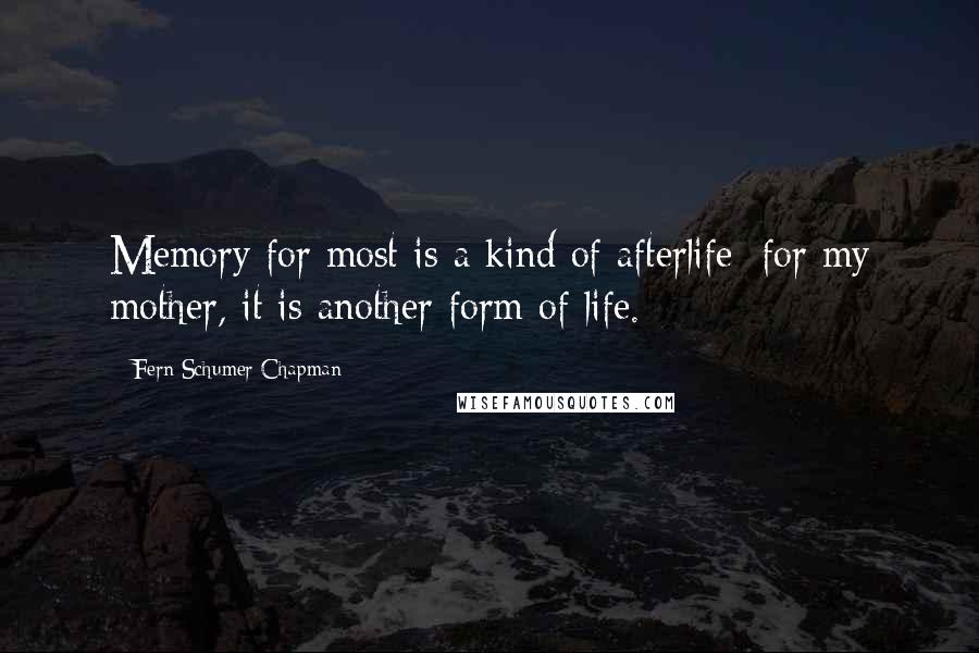 Fern Schumer Chapman Quotes: Memory for most is a kind of afterlife; for my mother, it is another form of life.