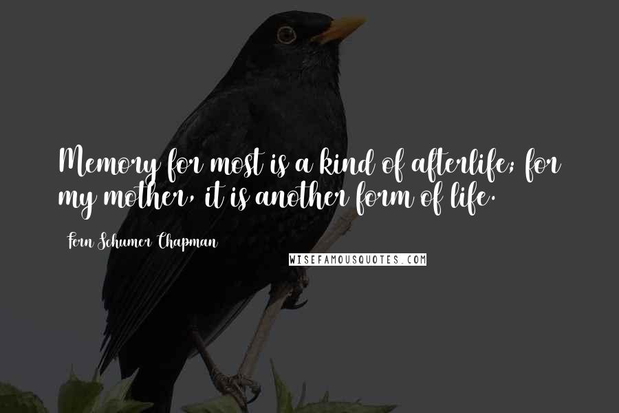 Fern Schumer Chapman Quotes: Memory for most is a kind of afterlife; for my mother, it is another form of life.