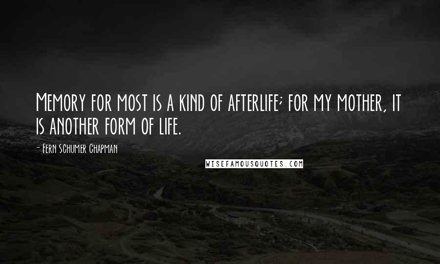 Fern Schumer Chapman Quotes: Memory for most is a kind of afterlife; for my mother, it is another form of life.