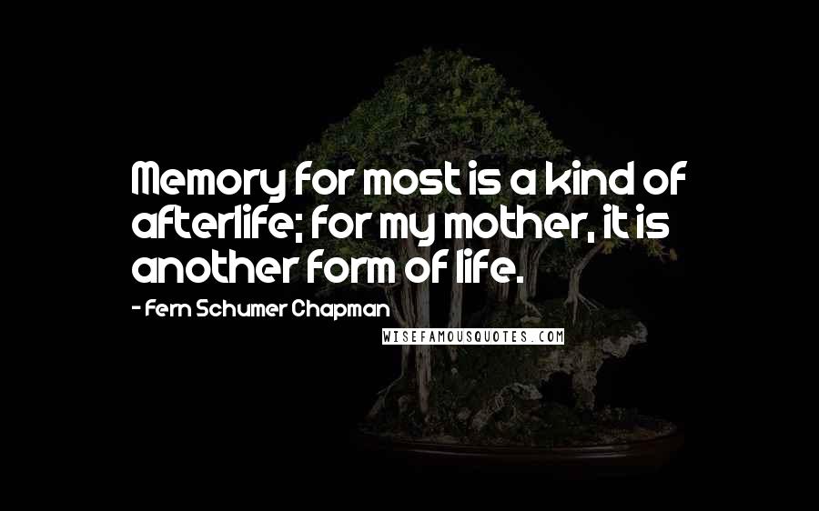 Fern Schumer Chapman Quotes: Memory for most is a kind of afterlife; for my mother, it is another form of life.