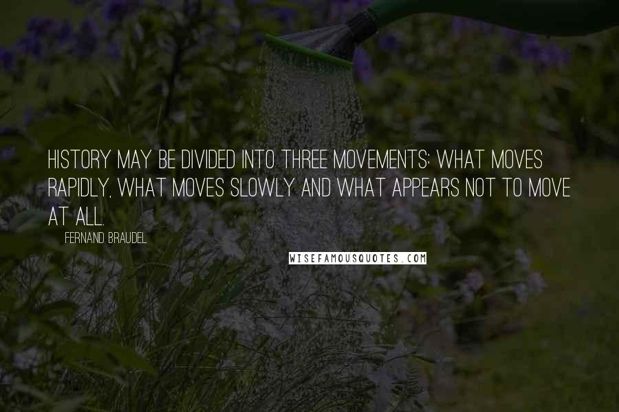 Fernand Braudel Quotes: History may be divided into three movements: what moves rapidly, what moves slowly and what appears not to move at all.