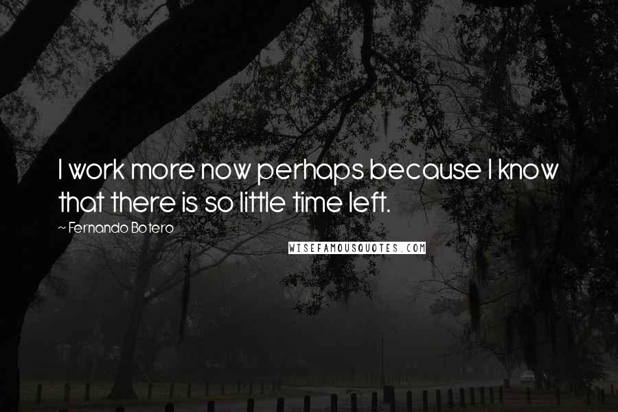 Fernando Botero Quotes: I work more now perhaps because I know that there is so little time left.