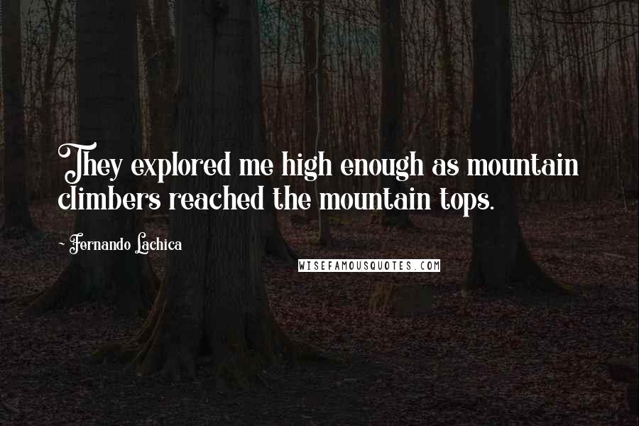 Fernando Lachica Quotes: They explored me high enough as mountain climbers reached the mountain tops.