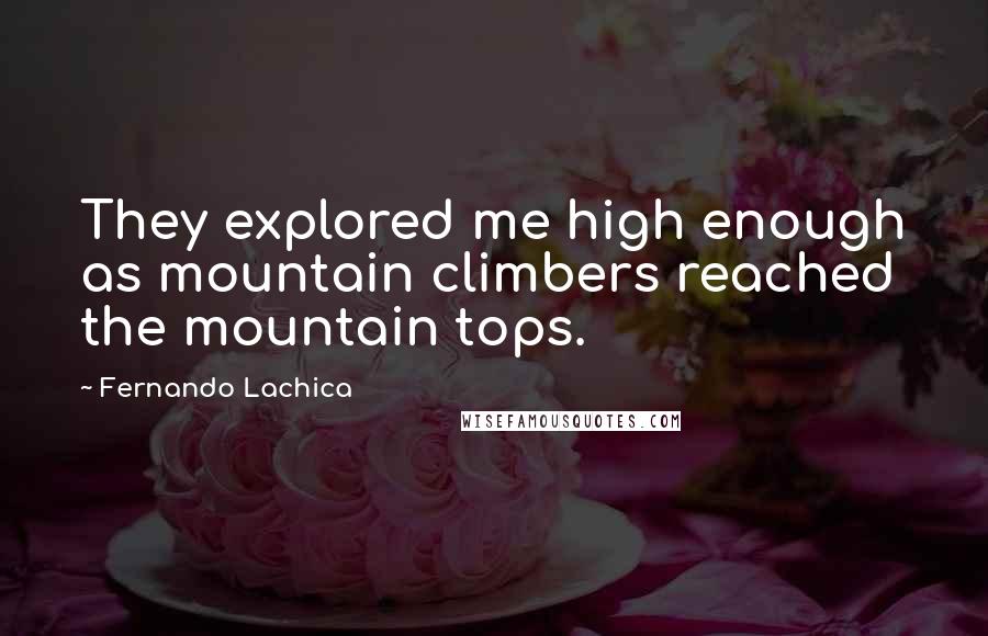 Fernando Lachica Quotes: They explored me high enough as mountain climbers reached the mountain tops.